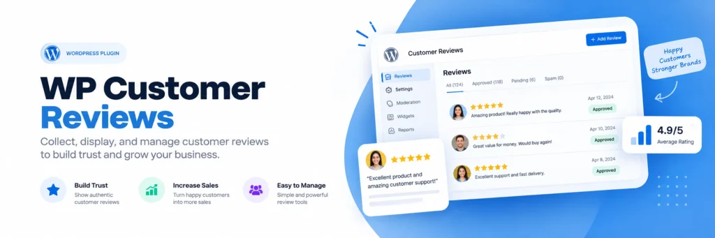 WP Customer Reviews plugin settings and star rating form setup