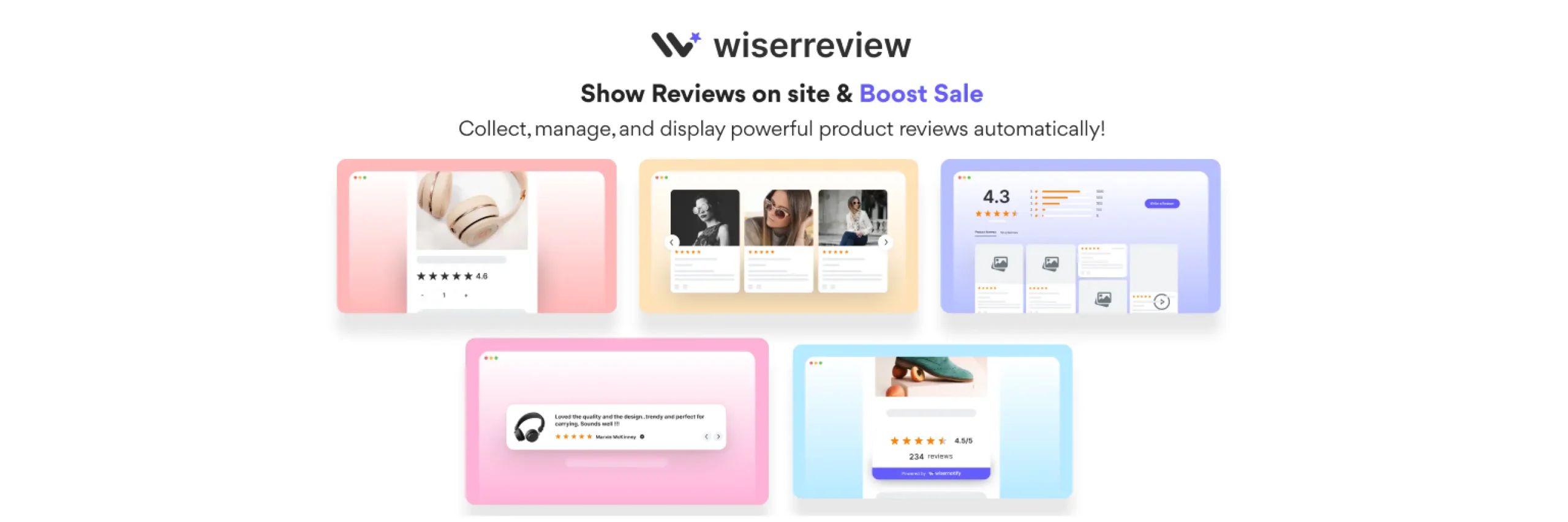 WiserReview multi-channel photo review request dashboard for WooCommerce