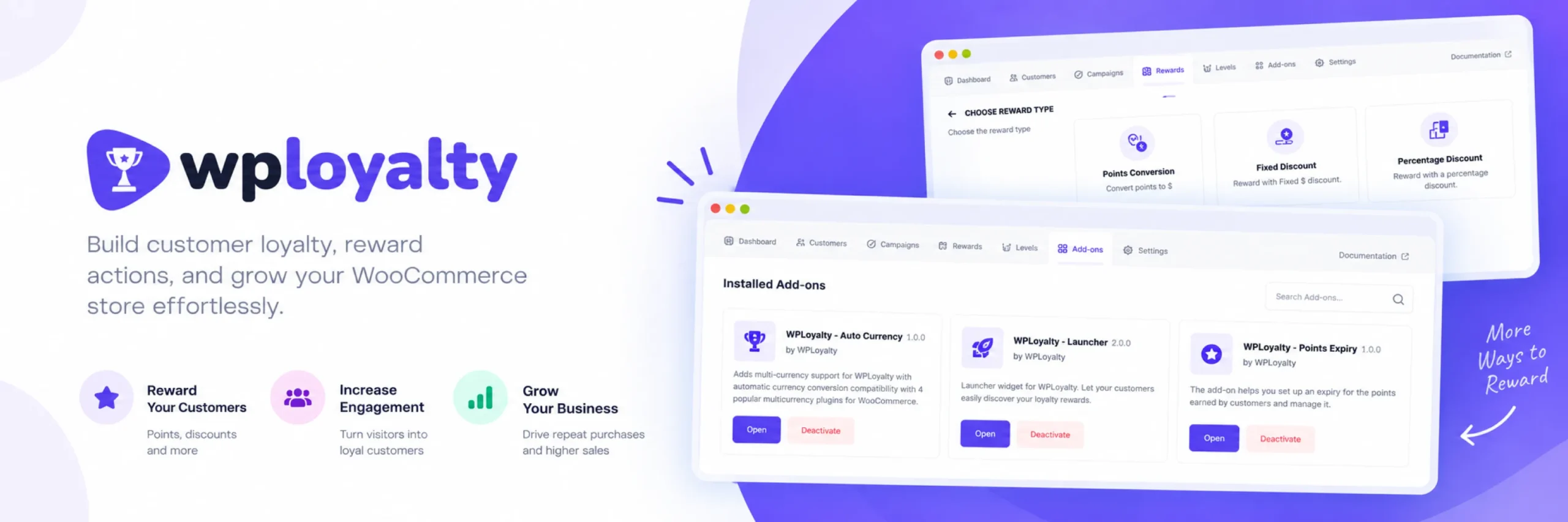 WPLoyalty points and rewards plugin dashboard rewarding WooCommerce customer reviews