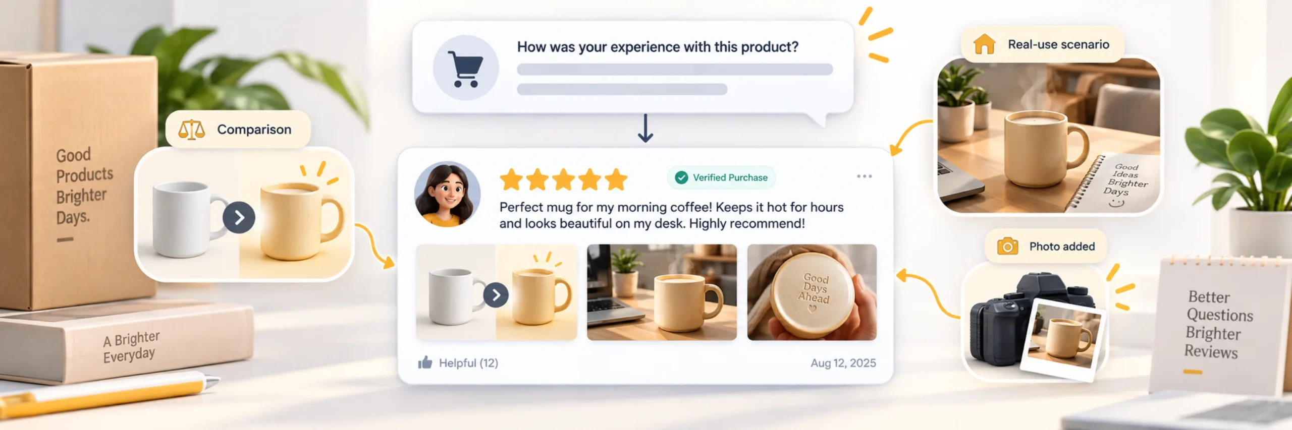 Customer review example demonstrating how a product solved a specific customer problem