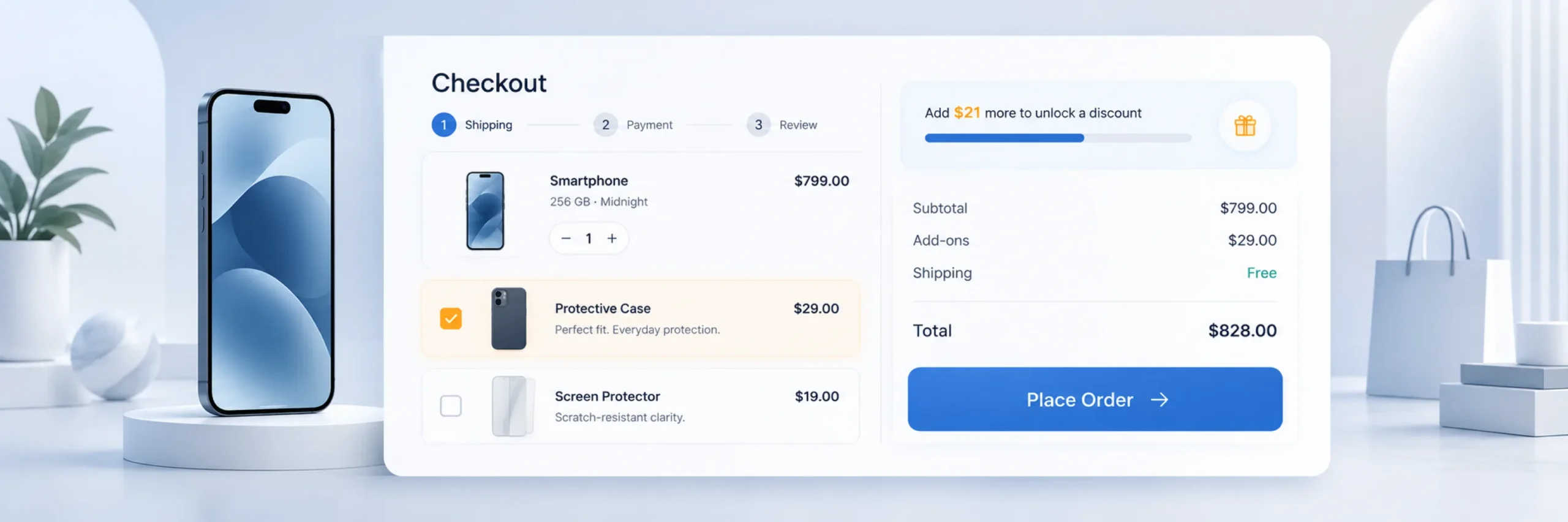 Checkout order bump upsell checkbox example\