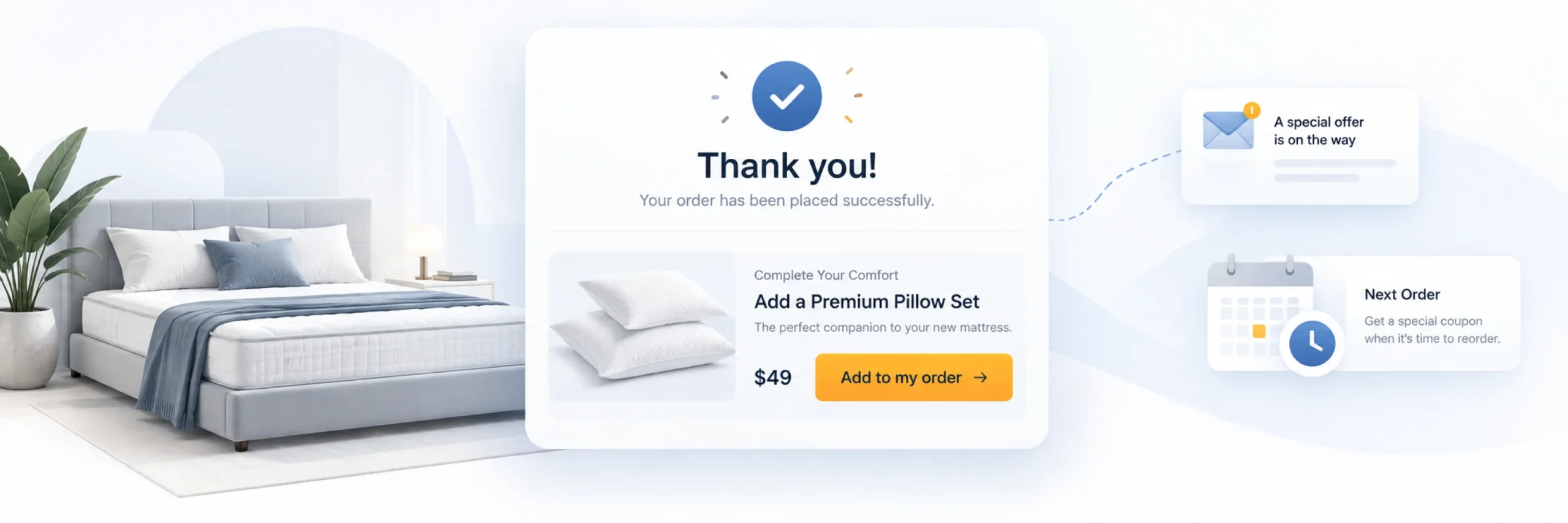Post-purchase Thank You page one-click upsell offer idea\